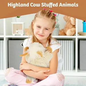 Microwavable Highland Cow Stuffed Animal, Weighted Heating Pad Plush Toy, Warm Cozy Cow Plushie for Girls Kids Women, Soft Comfort Gift, 9.8in, 1.65lb