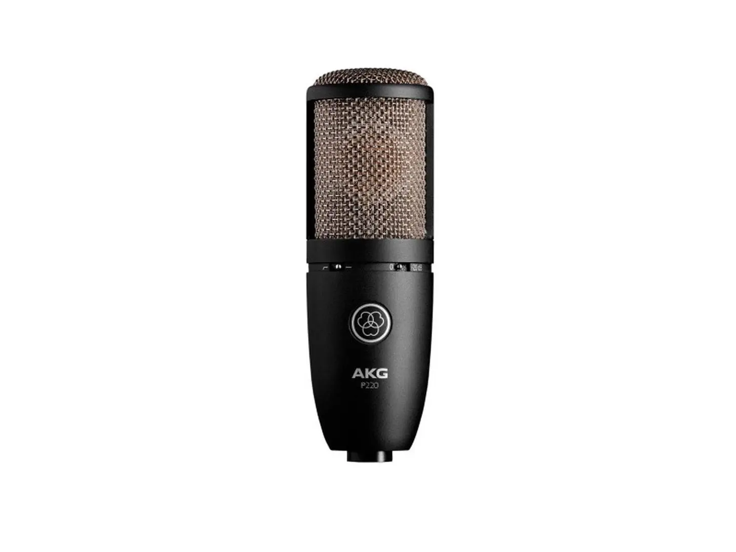 AKG Acoustics P220 High-Performance Large Diaphragm True Condenser Audio Microphone, Model 3101H00420, with Pad, Guitar Mount Accessory, Aluminium