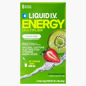 Liquid I.V.® Strawberry Kiwi Sugar-Free Hydration Multiplier® +Energy Electrolyte Powder Drink Mix, 6 Count Packets