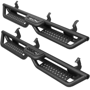 OEDRO Running Boards Compatible with 2007-2021 Toyota Tundra Double Cab(2 Half-Size Rear Doors), Bolt-on Side Steps Steel Nerf Bar, Two Stairs Design
