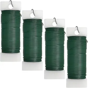 4 Pack 120 Yards 22 Gauge Floral Wire Flexible Paddle Wire Florist Green Wire for Crafts,Wreaths,Christmas Tree,Garland and Floral Flower Arrangements Scartink