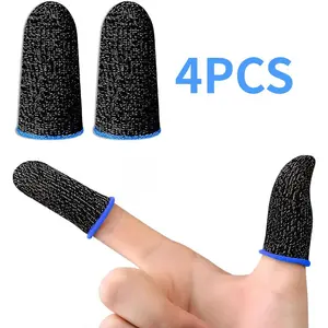 4pcs Finger Sleeve for Gaming, Mobile Game Controller Finger Thumb Sleeve, Anti-Sweat, Breathable, Seamless Touchscreen Cover, Silver Color, Game Peripherals, Gaming Accessories