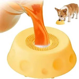 Upgraded Dog Slow Feeder Lick Bowl - Safe Anti-Choke Solid Ball Design | Interactive Liquid Feeding Toy for Yogurt, Supplements & Post-Op Recovery (Yellow)