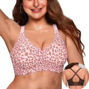 OEAK Jelly Bras for Women No Underwire Scalloped Push Up Wireless Bralettes Seamless Soft Comfort Everyday Tshirt Bra