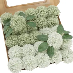 25pcs Sage Green Artificial Dahlia Flowers Decorative Flowers Home Decoration Bouquet for Wedding Festival Celebration Graduation Birthday Party Baby Shower Artificial Flower Set