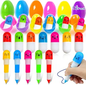 12 Pack Easter Basket Stuffers – Novelty Pen Transform Filled Easter Eggs with Toys Inside, Easter Party Favors for Kids & Toddlers, 12 Eggs + 12 Pens (24 Total), Classroom Exchange Gift, Easter & Birthday Gifts