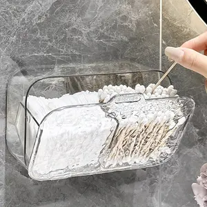 Wall-Mounted Cosmetic Organizer, No Drilling Required, Bathroom Storage Shelf, Bathroom Counter Storage, Ideal for Makeup, Cotton Pads, Q-Tips, Perfume, Lipstick, Clear
