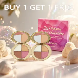 BOGO FREE! Highly Pigmented 4-in-1 Bronze & Blush Palette for a Sun-Kissed Glow Shimmer Eyeshadow