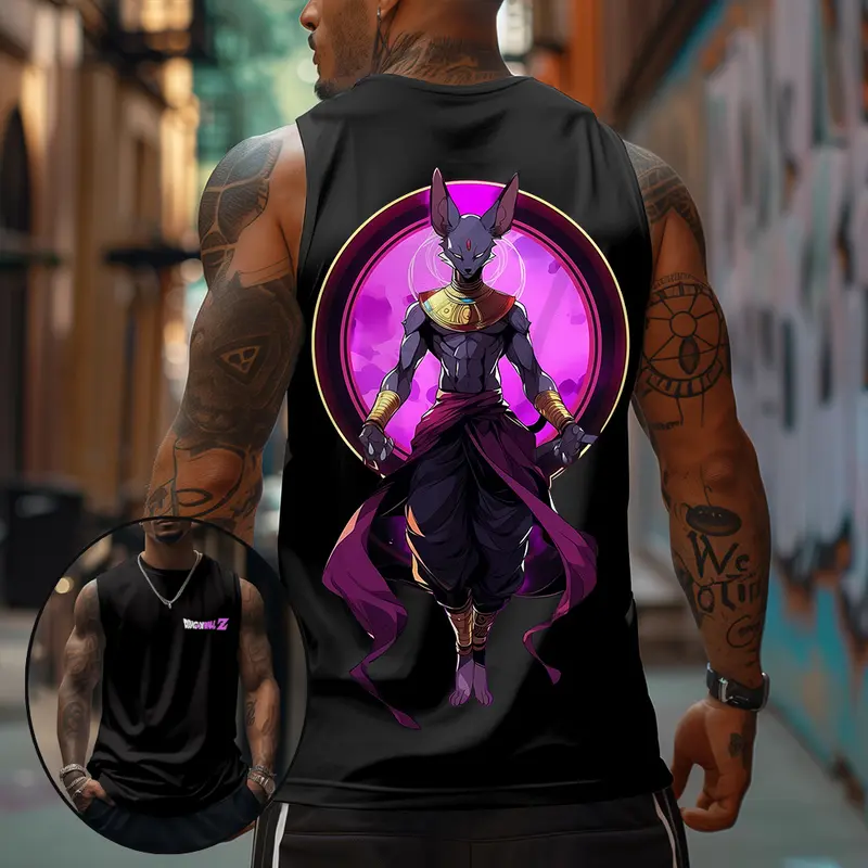 80s 90s Dragon Ball DBZ Beerus Oversized singlet muscle men's graphic tees Fits Anime tank tops men gifts