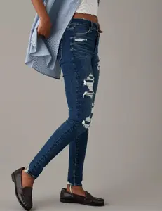 Jean High-Waisted Patched Jegging - High-Waisted Design for Women in Jean Fabric - Womenswear plus  size  jeans Comfort Comfortable