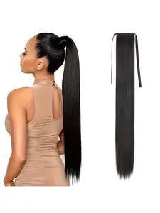 Long Straight Ponytail Extensions Drawstring Fake Pony Tail Natural Soft Clip in Hair Extension Heat Friendly Synthetic Synthetic Heat Resistant Hairpieces for Women Synthetic Hair Wigs