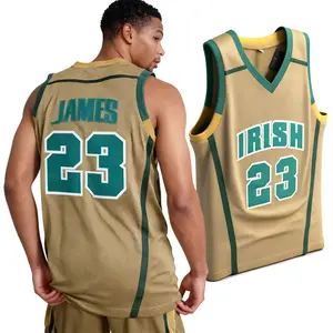 2026 Basketball Jersey Irish 23 James Jersey Stitched Embroidery Numbers Outdoor Sports Hip Hop Culture Mesh Moisture Absorption Loose Unisex Yellow Green White High School Memorial Jersey