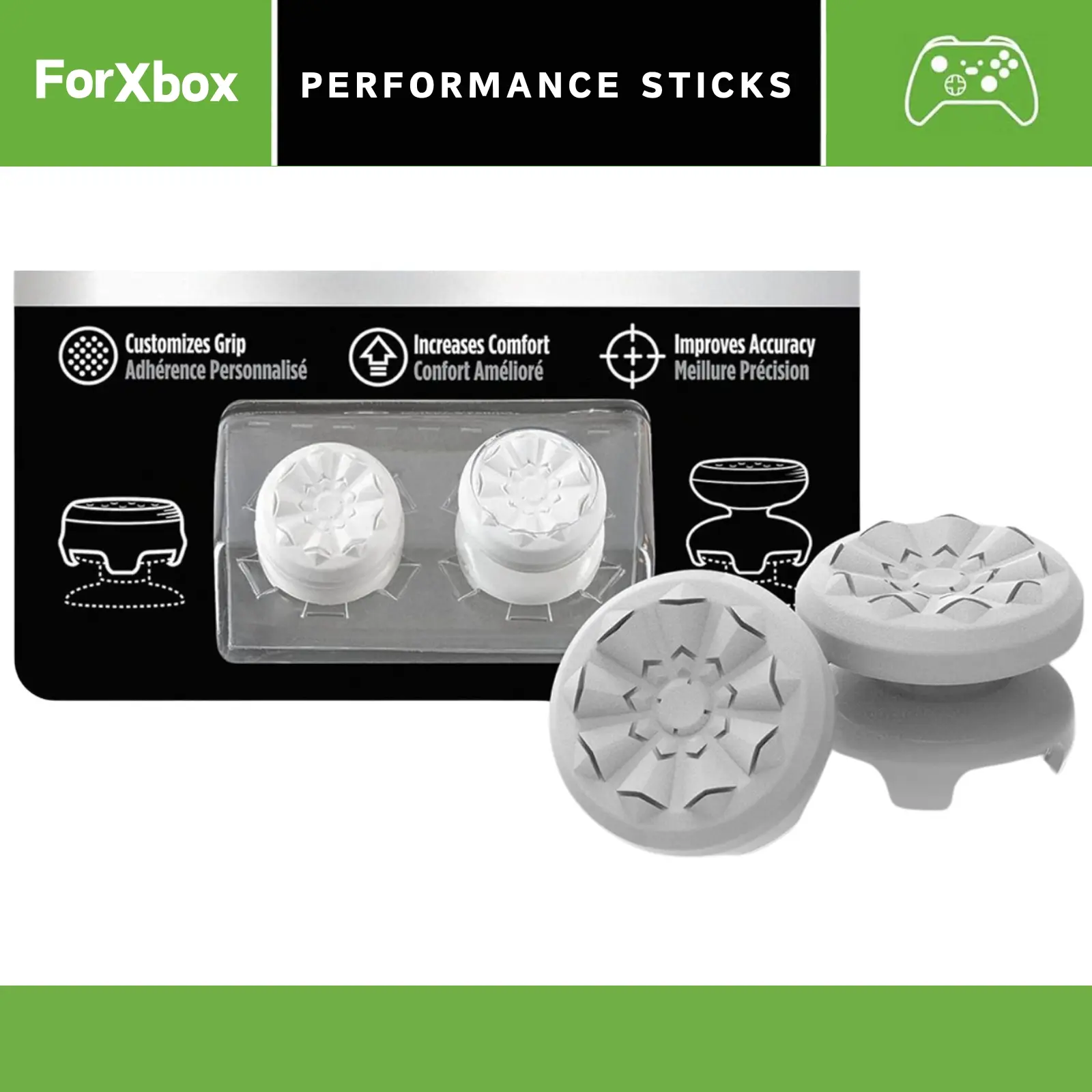 Xbox Controller Thumbsticks Replacement Module - Plastic/Rubber Dual Analog Joysticks with Controller Thumb Grips, Anti-Slip Grip, Mixed Heights (1 High-Rise, 1 Mid-Rise), Enhanced Control, Enhanced Accuracy, Comfort, Manufacturer Warranty