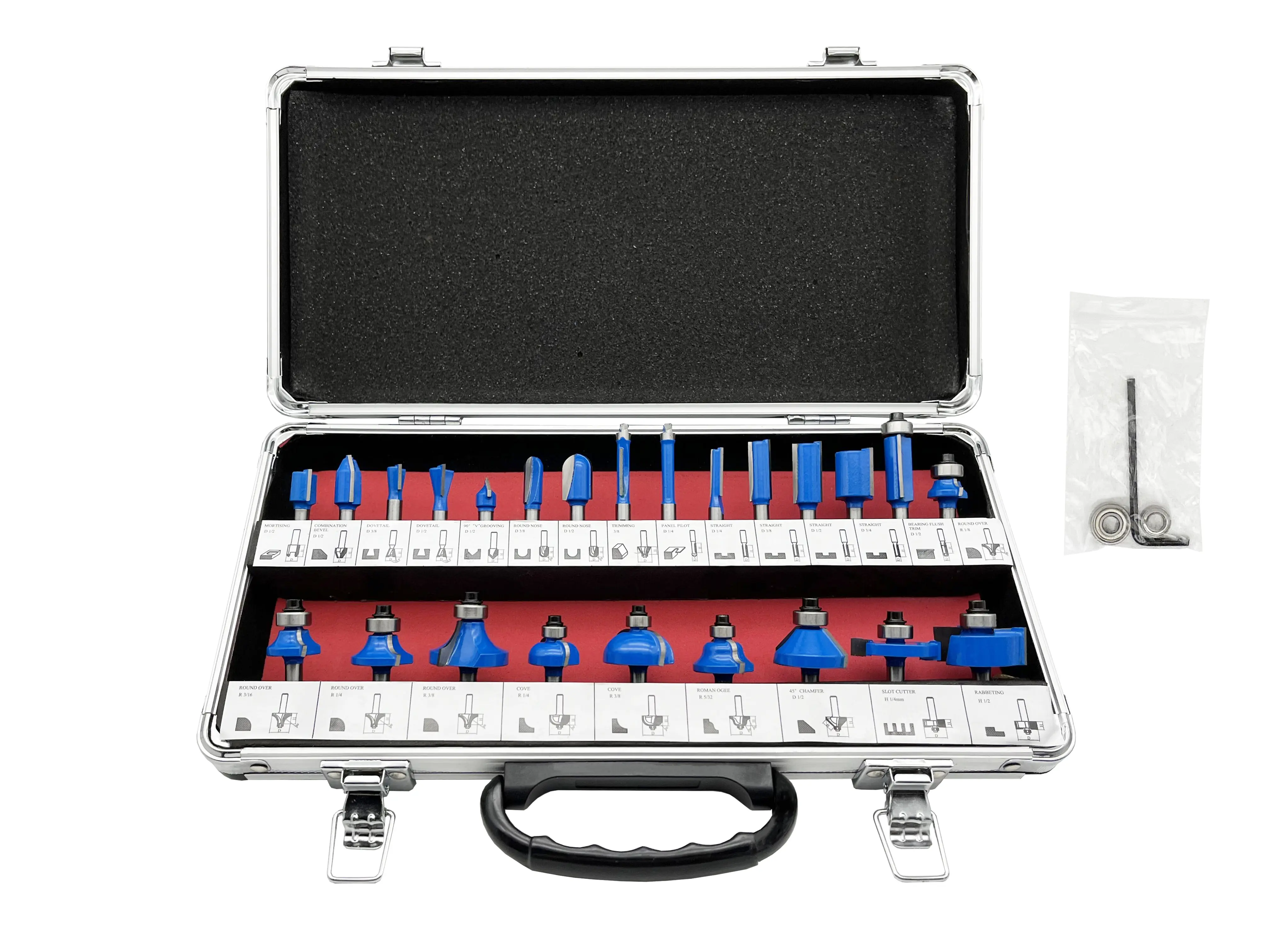 LU&MN 24-Piece Carbide Tipped Router Bit Set with 1/4" Shank Wood Milling Saw Cutter for Woodworking Tools Home Improvement & DIY Cutting Hardware