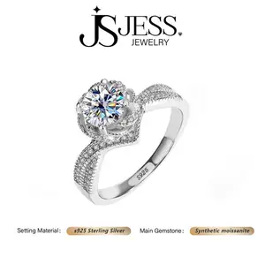��#119��1ct Round Brilliant Real Synthetic Moissanite Ring S925 Sterling Silver Jewelry D Color VVS1 Clarity