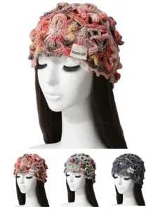 Women's Handmade Crochet Knit Hat, Lightweight Beanie, Hollow Out Gradient Design, Vintage Fashion Bohemian Style, All Seasons Wearable, Knitted Hat