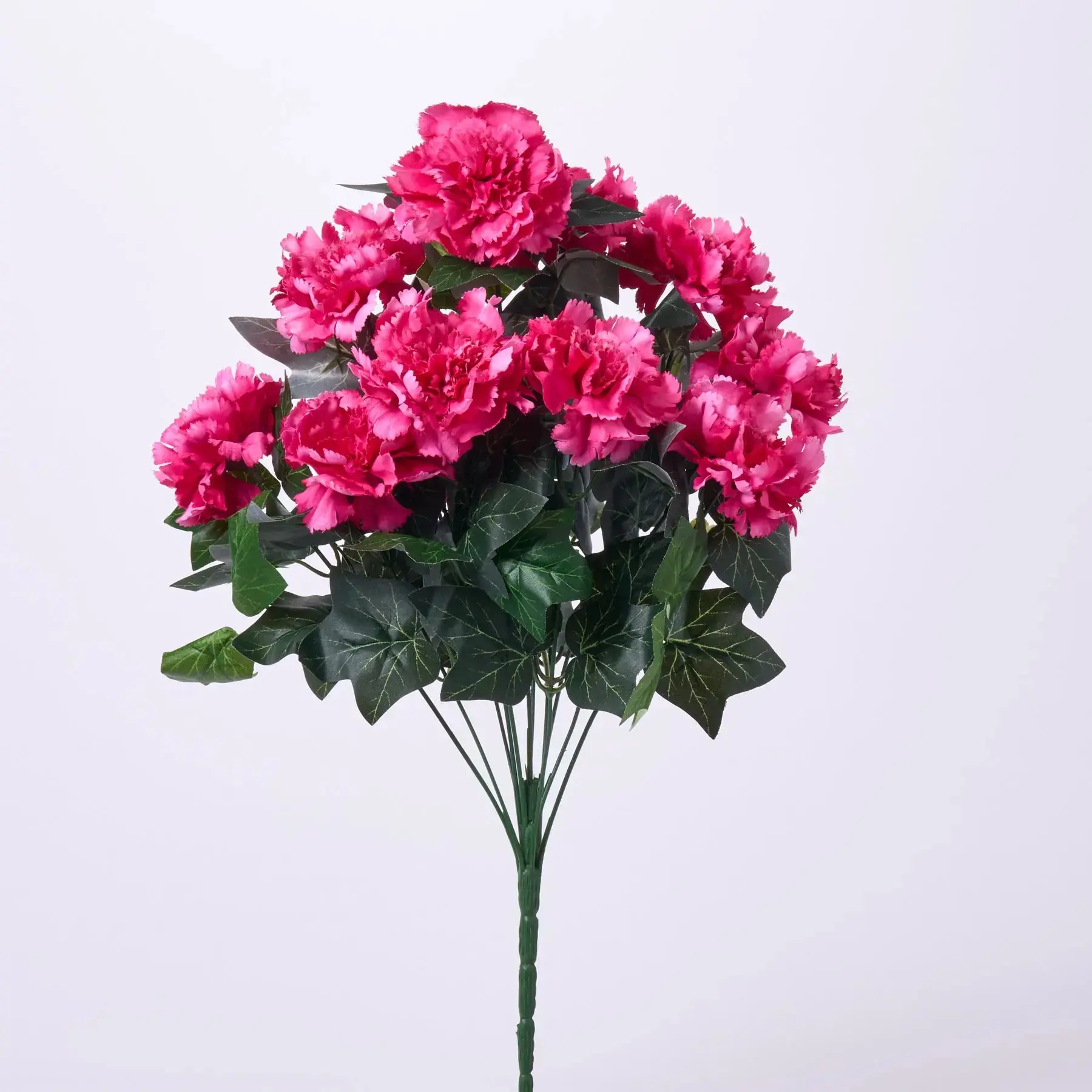 Fuchsia Pink Silk Carnation Blooms 12 Stem Faux Floral Bouquet Spray - 20"