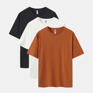 Men's 3-Pack Classic Casual Short-Sleeve Round Neck Plain T-Shirt Set, Solid Colors (Black/White/Cinnamon Stick) - Menswear Clothes