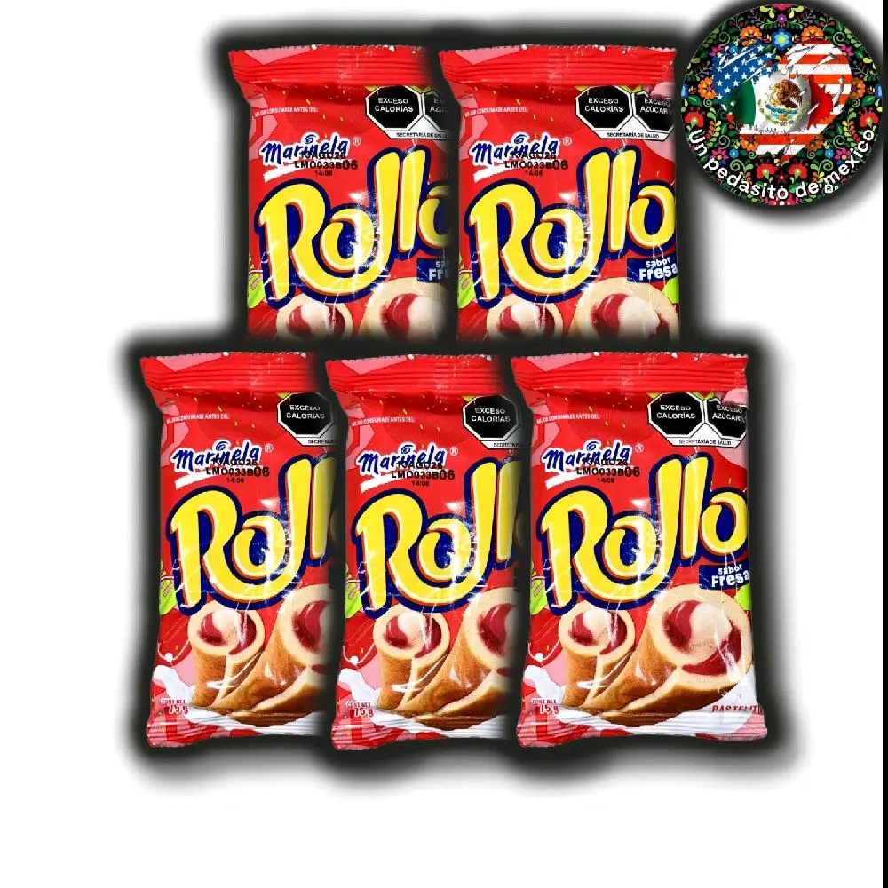 5-Pack Marinela Fresa Roll, Sweet Strawberry-Filled Pastry Snacks
