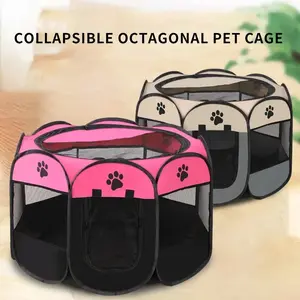 1pcs Octagonal pet enclosure pet tent oxford bunai scratch foldable dog cage dog dog cat maternity room Kennels, cat kennels Portable Puppy Pen