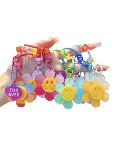 1 bead gradient sunflower creative keychain Floral Pattern Keychain flower pendant with ring decoration for women's keychains, perfect for decorating keychains on backpacks, bags, and cars. It is an ideal Valentine's Day gift choice for cute couples