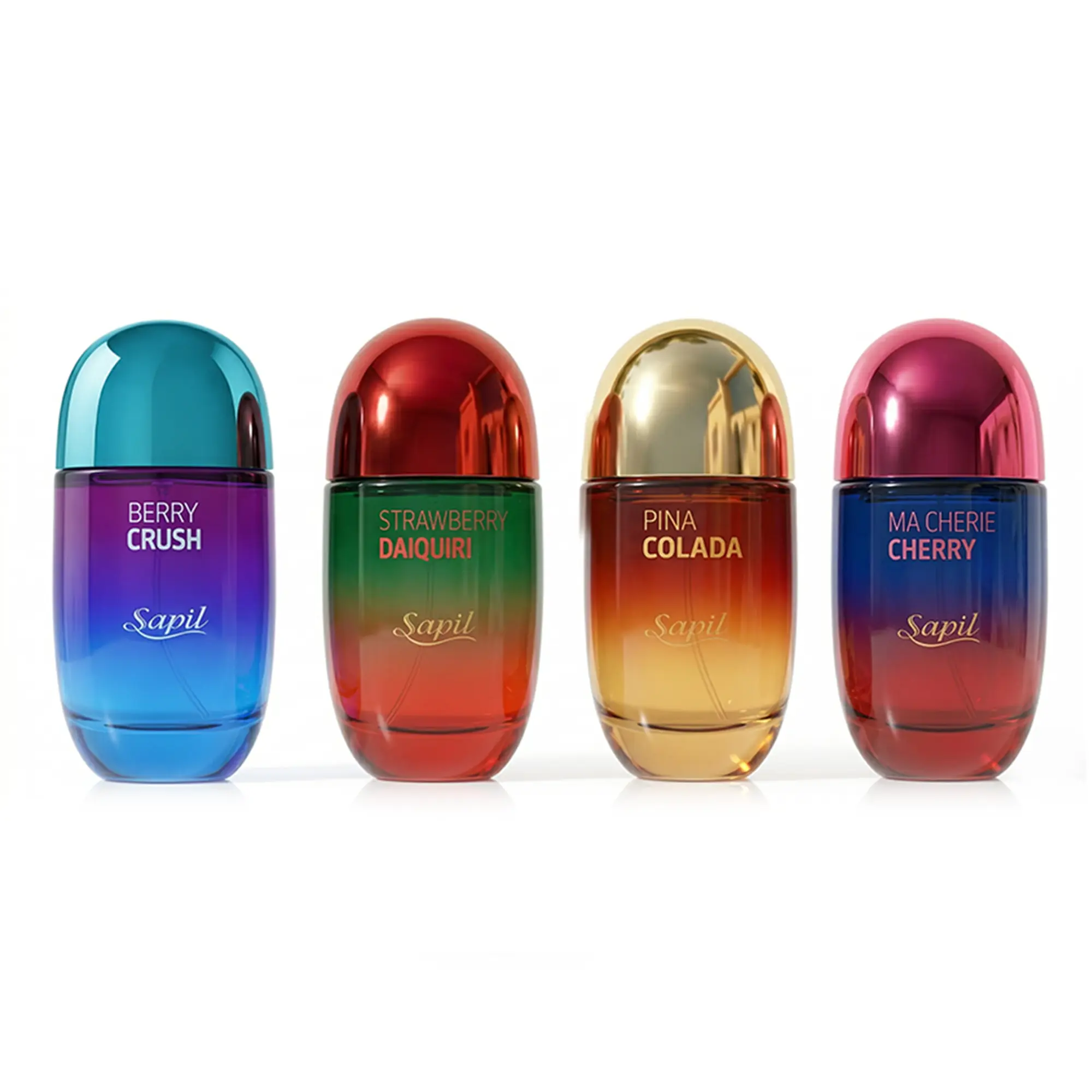 Sapil Juicy Pleasure 4PC Women Perfume Set – Strawberry, Cherry, Coconut & Berry Scents – Long Lasting Sweet Fruity Fragrance – Summer Vibe Bundle