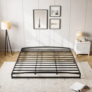 Low Bed Frame King Size, 6 Inch Heavy Duty Metal Platform King Bed Frames, Mattress Foundation with Steel Slat Support, Noise-Free, Easy Assembly, No Box Spring Needed, Black