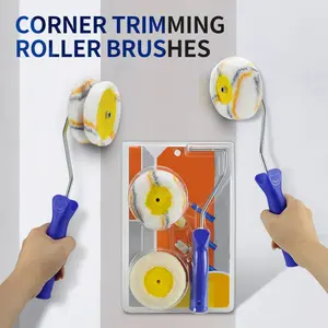 Dual Head Corner Roller For Inside Outside Corners Plush Fabric Arc Design Interchangeable Brush Heads Latex Self-Leveling Screed Roller Stainless Steel Paint Roller Extension Kit hv lps prayer spray  gun  satisfaction outdoor painting High-Pressure Car C