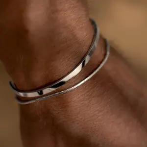 KOPERIN Double Bracelet Square Snake Chain For Men Dainty Cuff Box Cuban Link Chain Non Tarnish Jewelry Gift for Fashion