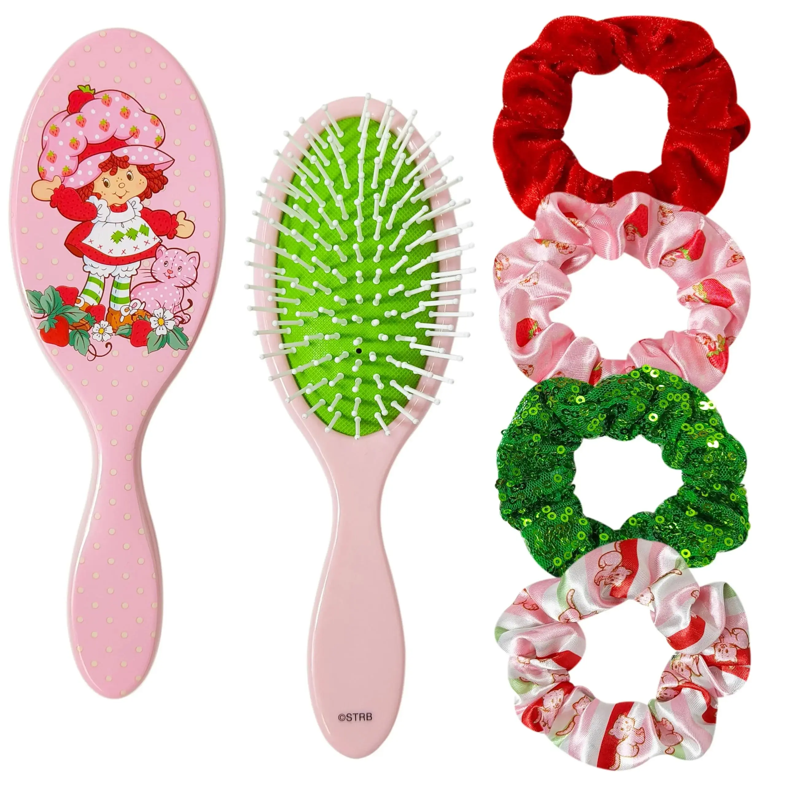 Kids' 5-Piece Durable Collectible Hair Accessory Set - Cute Strawberry Character for Fashionable Styling, Includes Children's Hair Tie/Ribbon/Scrunchie, Easy Returns, Strawberry Shortcake, Durable And Collectible, Hair Styling