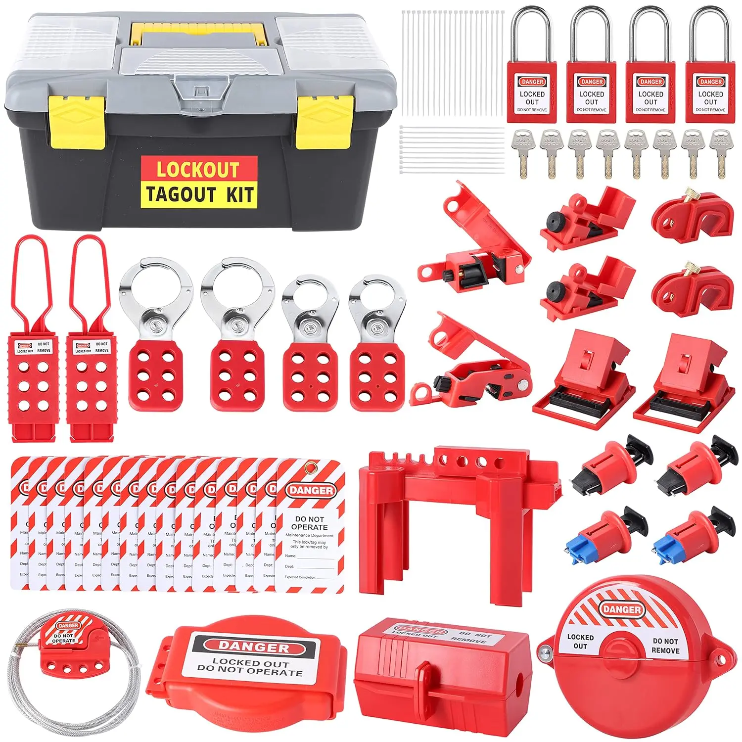 Lockout Tagout Kit,73 Pcs Loto Kit/Safety Padlock Lockout Hasp/Electrical Plug/Ball Valve/Gate Valve Devices/Circuit Breaker+Loto Tags,Electrical Loto for Electrical/Industrial ect.