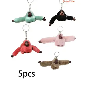 5pcs Cute Monkey Plush Keychain Soft Colorful Stylish Accessory For Bag And Daily Decoration Use