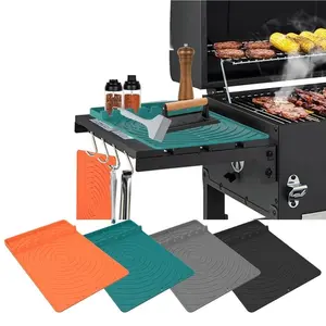 Silicone Griddle Tool, 1 Count Large Silicone Spatula Grill Mat with Drip Pad for Kitchen, Cooking, Countertop, Bbq Grill, Travel Accessories, Barbecue Utensils, Grill Brush