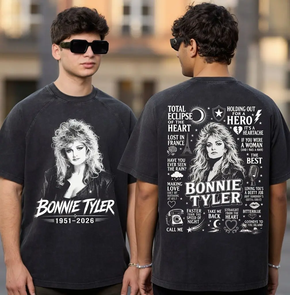 Rip Bonnie Tyler Tribute Legend Two Sided Tee Shirt, Total Eclipse of the Heart Tee, 80s Music Graphic T-Shirt, Vintage Rock Concert Tee, Retro Music Lover Gift