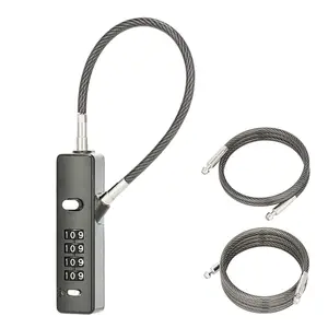Cable Locks with Combination, 3 Interchangeable Steel Braided Cables Lock, Security for Small Bikes, File Cabinets, Luggage, Fence, Refrigerator Door cable  lock Heavy Duty
