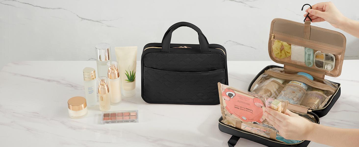 Lifewit Travel Toiletry Bag, Large Hanging Makeup Organizer, Transparent Cosmetic Bag with Hook for Full Size Bottles