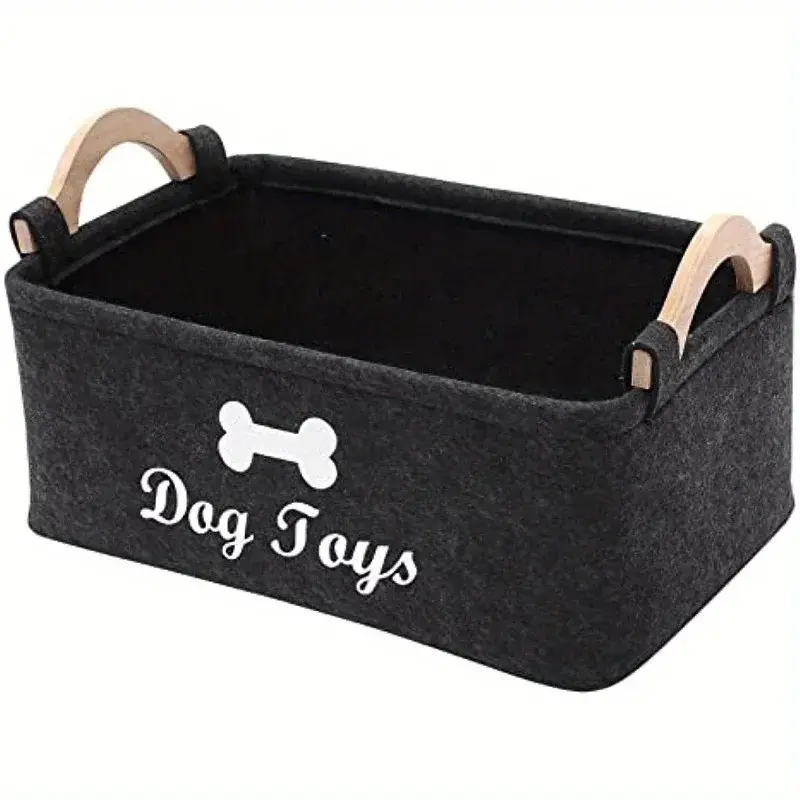 Felt Pet Toy Storage Basket – Foldable Dog & Cat Toy Organizer Bin for Home