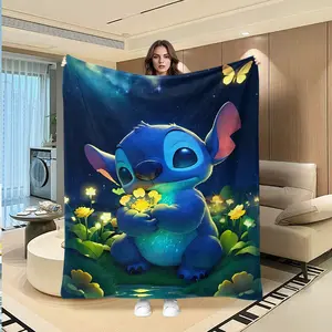Blue Stitches Creative Digital Print Flannel Blanket, Thanksgiving Valentine Christmas Gift, Holiday Gift Throw Blanket