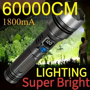 Bright LED Flashlight Box Pack, Adjustable Tactical Flashlight, Digital Display Torch with Power Bank, 3 Lighting Modes, Rechargeable, Zoomable, Waterproof Outdoor Camping