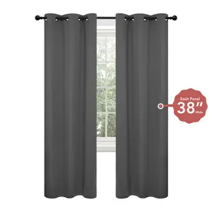 Deconovo Plain Curtains 2 Panels 38W Short Drapes for Living Room and Bedroom Room Darkening Thermal Insulated Window Curtains
