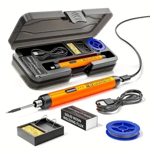 Portable USB Adjustable-Temperature Soldering Iron Gun, Corded Solder Iron, Home DIY High Quality Soldering Kit with Storage Box, Electronic Soldering Tool