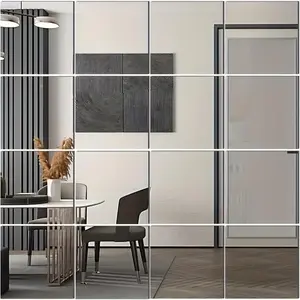 16pcs Acrylic Mirror Wall Stickers 5.9*5.9Inch Flexible Safety Mirror Acrylic Mirror Tiles for Home Wall Decoration Removable Mirror Wall Stickers Square Mirror Silvery Mirror Panel Wall Decoration