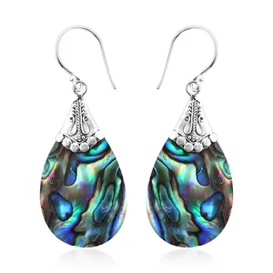 Abalone Shell Dangle Earrings for Women Sterling Silver 925 - Unique Vintage Beach Boho Earrings - Costume Jewelry Anniversary Birthday Christmas Gifts for Womens