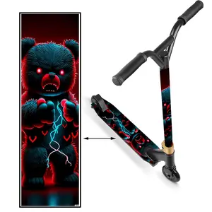 1 evil electric light bear scooter sticker, skateboard body sticker, personalized installation anti-skid PVC material sticker is easy to install, suitable for scooter scooters, portable folding scooters, sports scooters, extreme scooters, etc. -