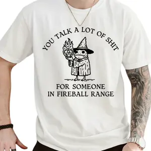 Cast Fireball Shirt Sarcastic Wizard Sorcerer T-shirts dragon gifts Funny RPG Games Unisex tee and Sweatshirt Cotton Round Neck Short Sleeves