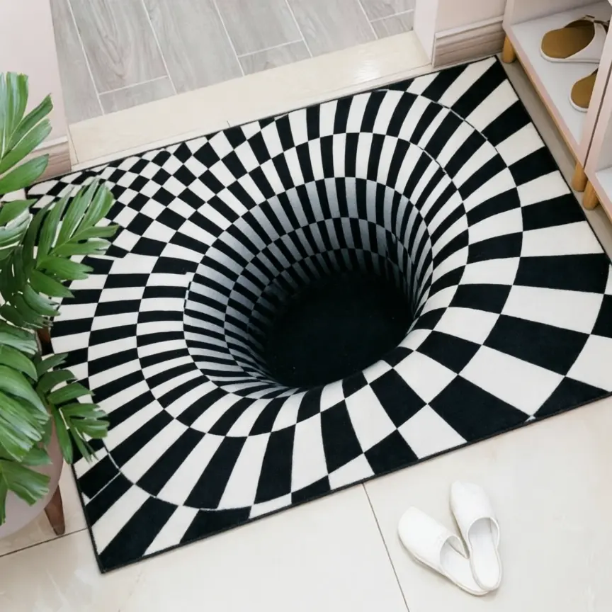 Pet 3D Vortex Illusion Mat - Interactive Hole Rug with Absorbent Pad, Anti-Slip Stays Firmly in Place Design, Purely a Visual Trick, Local Fast Shipping