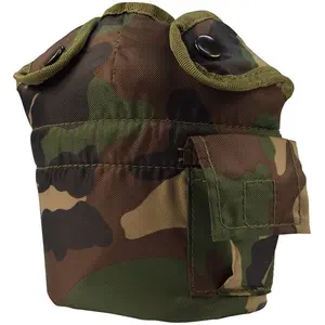 Woodland Camouflage – Tactical 1 Quart Canteen Cover | Nylon Water Bottle Pouch with ALICE Clips