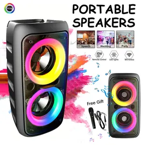 Portable Wireless Bluetooth-compatible Speaker, Dual Bass, RGB Light Effect, Rechargeable 1200mah Long Lasting, Type-C Charging, Supports Wireless USB Fm Aux, RGB Multifunction Speaker