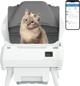 OMNIRA Automatic Self-Cleaning Cat Litter Box - App Control, Open Design, Smart Health Monitor, Anti-Pinch Safety, Quiet Operation, Suitable for Medium Cats & Kittens (White)