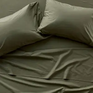 King 400 Thread Count Percale Sheet Set Olive Green - Casaluna